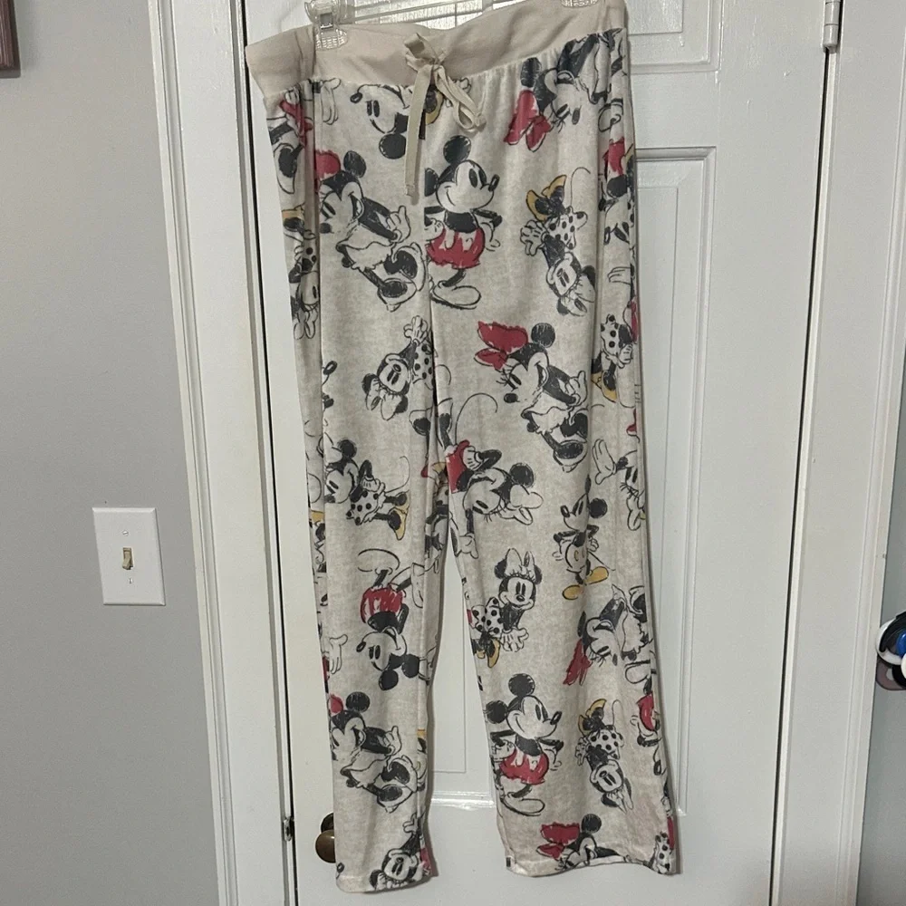 Disney Mickey Mouse and mini mouse  Pajama Bottoms - Cream and Red size XL